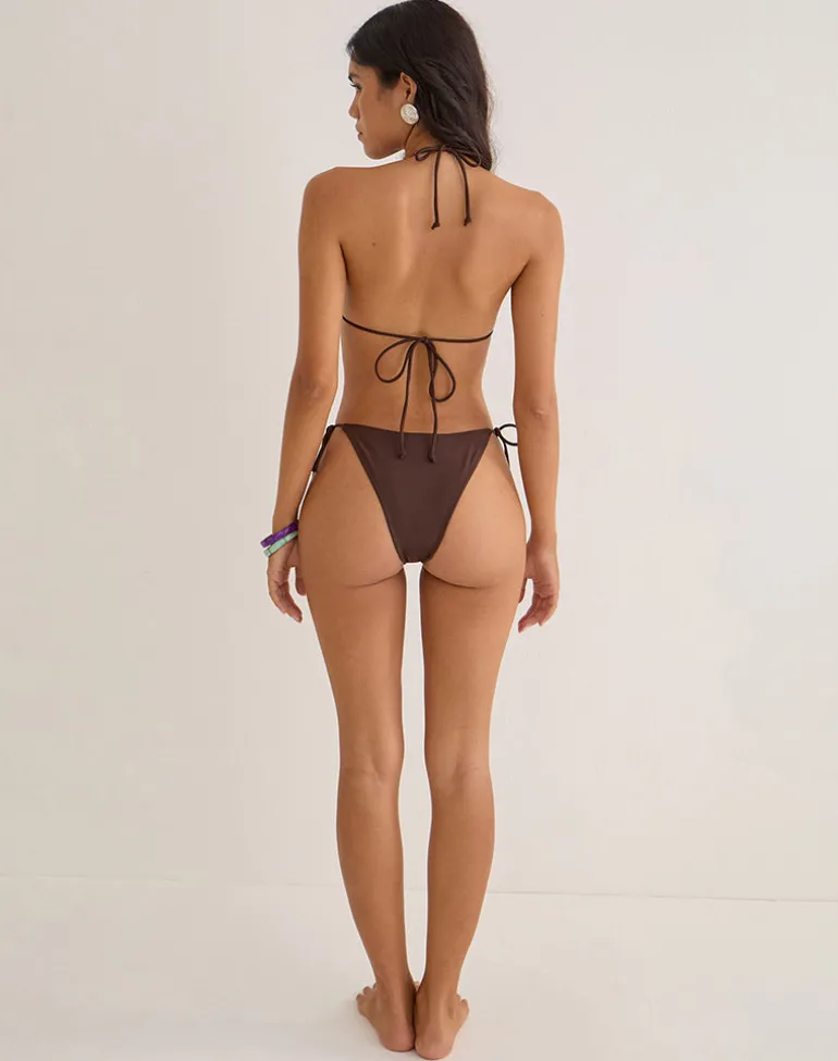 Lentra Bikini Bottom in Brown with Beads