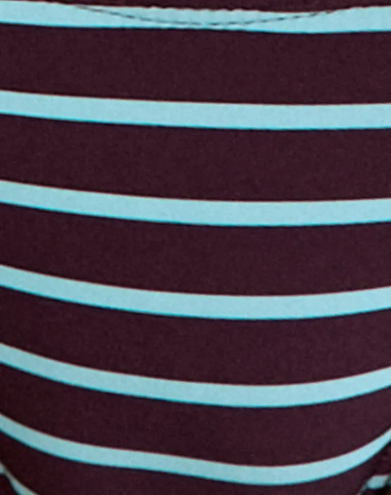 Lentra Bikini Bottom in Purple and Blue Radiant Stripe with O Ring