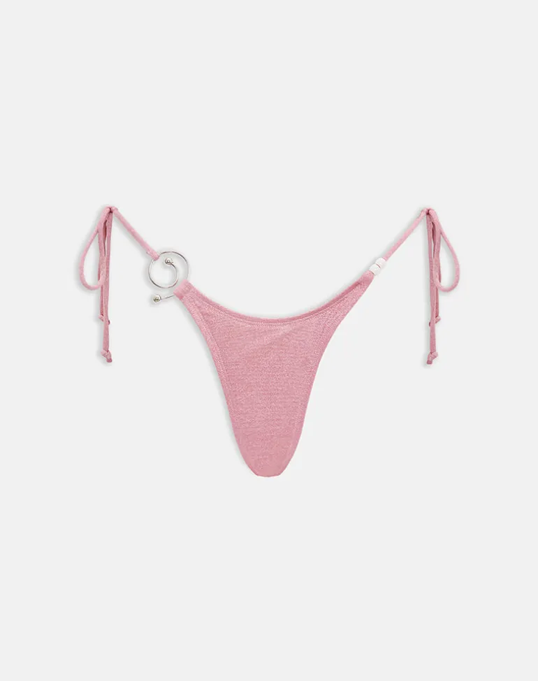Lentra Bikini Bottom in Shimmer Mauve with Spiral and Beads