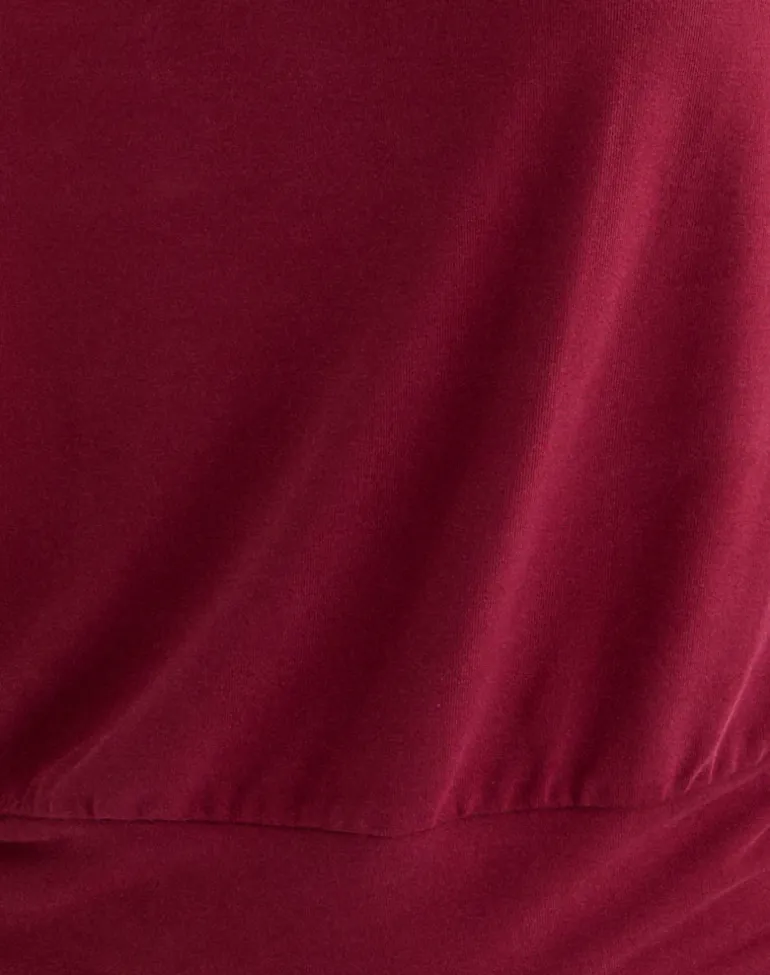 Leocadia Bandeau Top in Cupro Dark Red