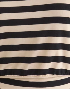 Leocadia Bandeau Top in Cupro Stripe Black and Ivory