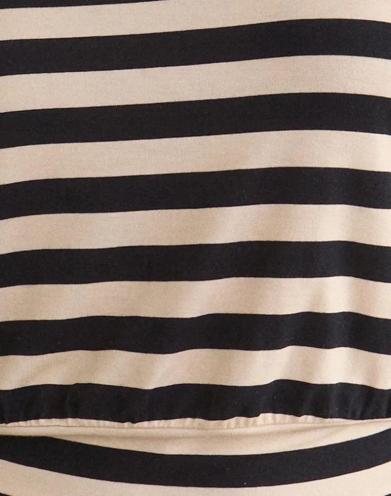 Leocadia Bandeau Top in Cupro Stripe Black and Ivory