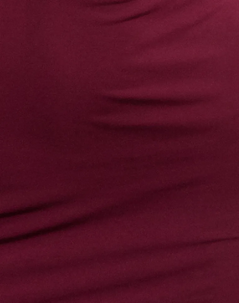 Leona Twist Mini Dress in Wine Red