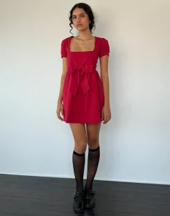 Leshiana Mini Dress in Poplin Adrenaline Red