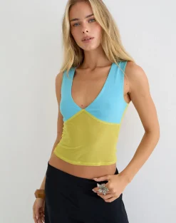 Lihat Top in Baby Blue and Mustard