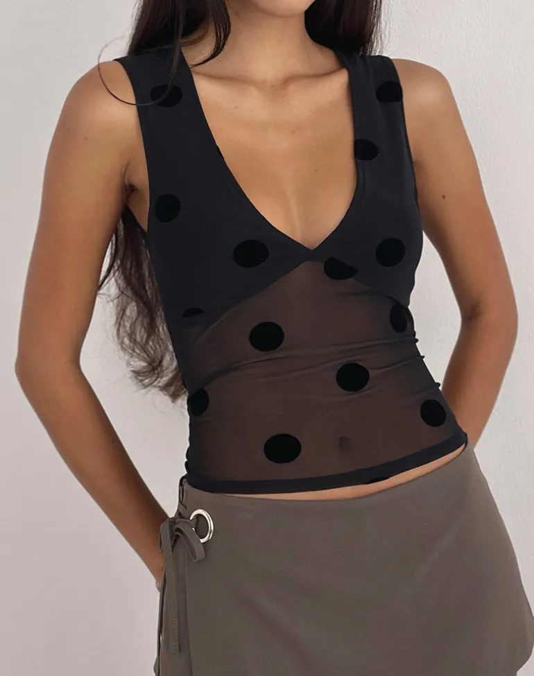Lihat Top in Big Polka Black