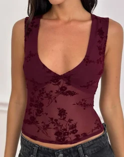 Lihat Top in Botanical Flock Flower Maroon