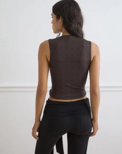 Lihat Top in Mesh Rustic Polka Brown