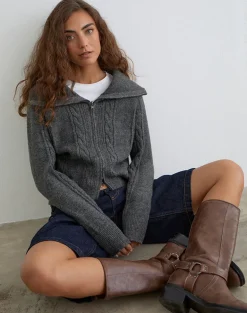 Lilena Zip Jumper in Knit Dark Shadow
