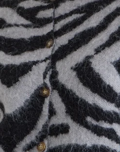 Liliana Cardigan in Knit Big Zebra Black and Grey