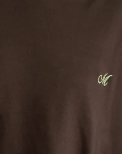 Lingwu Hoodie in Bitter Chocolate with Green Binding and M Embroidery
