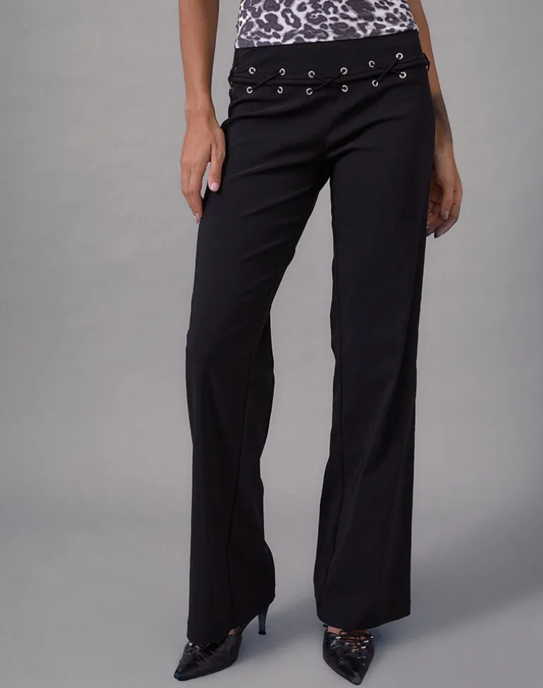 Lirina Lace Up Trouser in Tailoring Black
