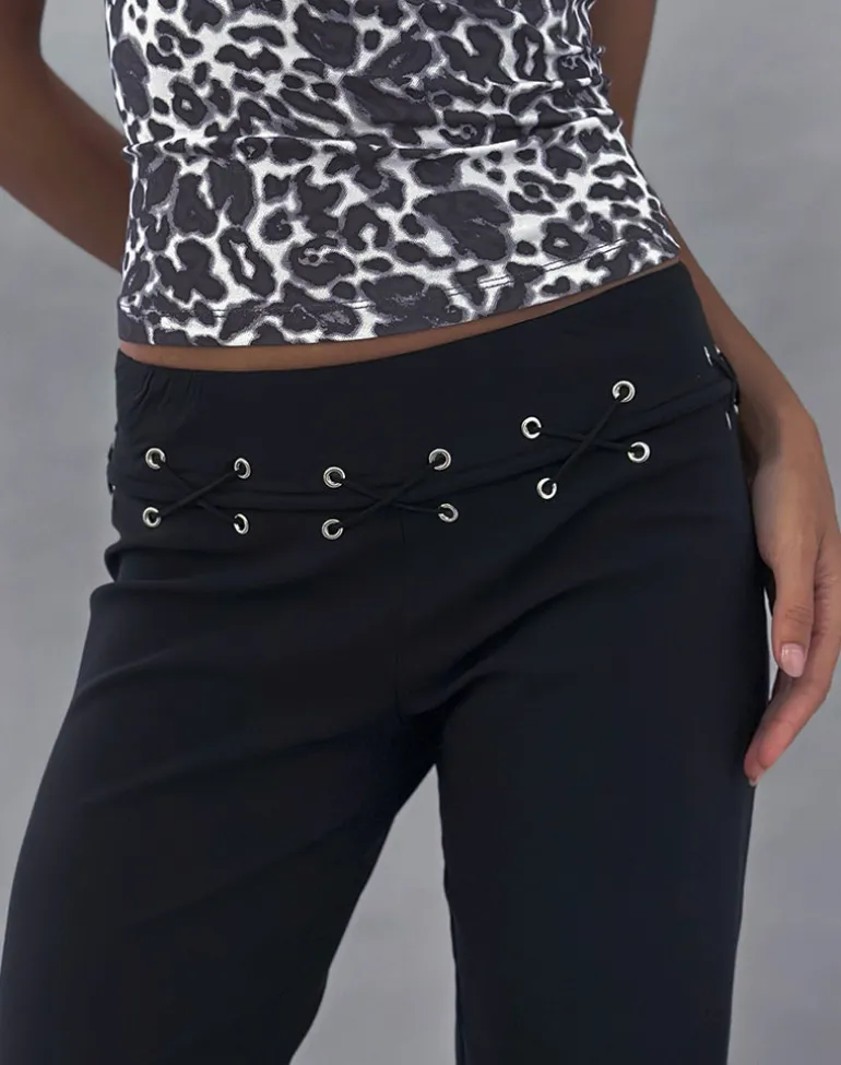 Lirina Lace Up Trouser in Tailoring Black