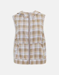 Lirren Hooded Top in Tailoring Check Brown