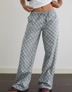 Lirura Trouser in Poplin Oblique Check Grey