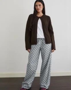 Lirura Trouser in Poplin Oblique Check Grey