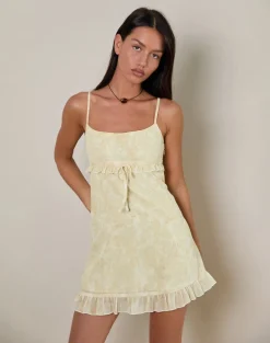 Liuka Mini Dress in Smudge Floral Yellow