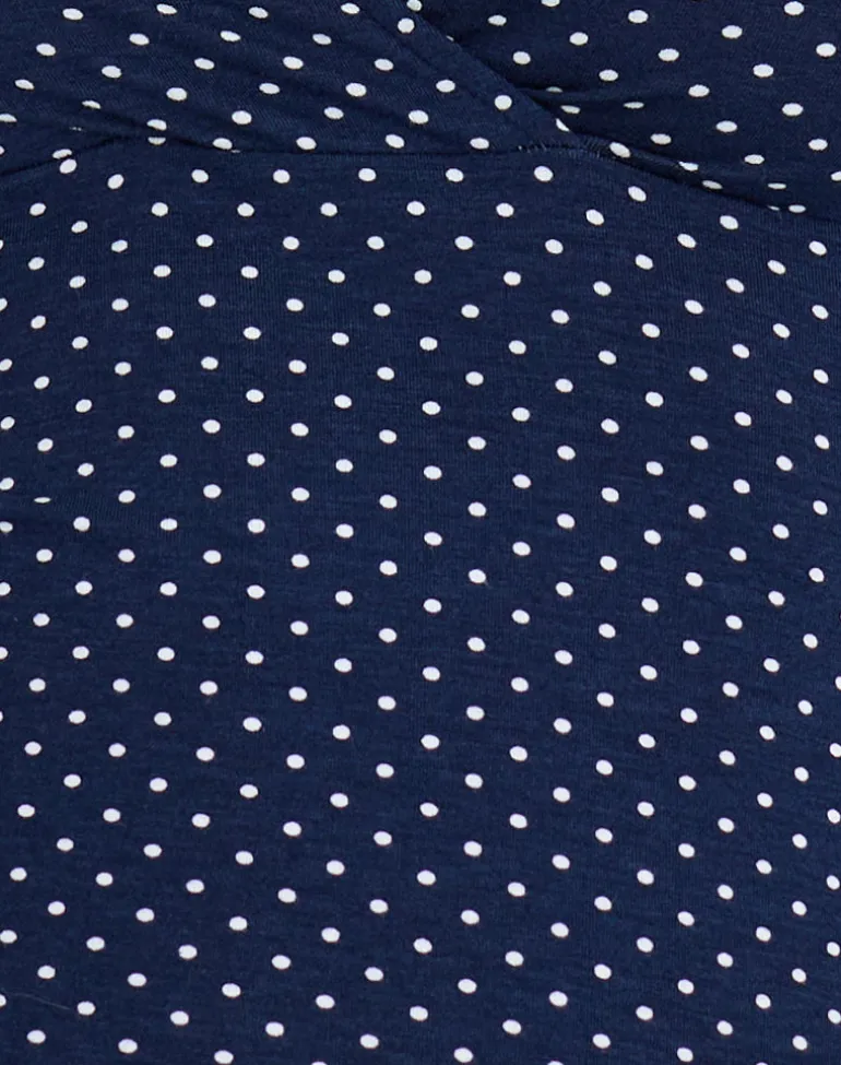 Lobos Crossover Top in Jersey Micro Polka Navy