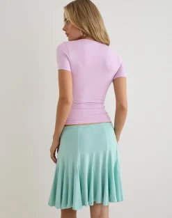 Lobos Crossover Top in Rayon Jersey Lavender