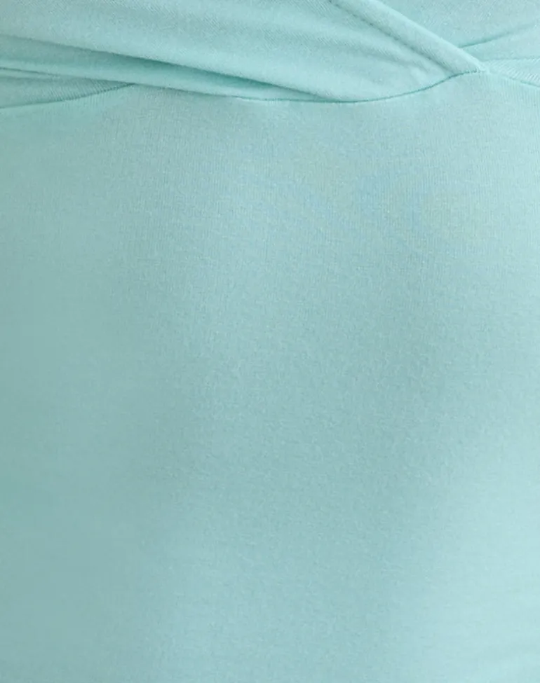 Lobos Crossover Top in Rayon Jersey Aqua