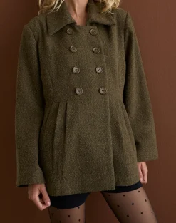 Locarti Coat in Herringbone Olive