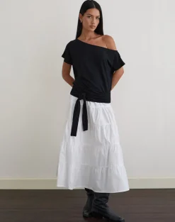 Lola Tie Waist Top in Rayon Jersey Black