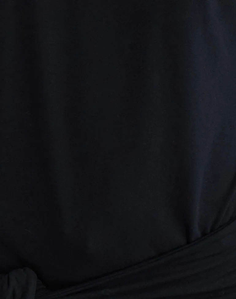 Lola Tie Waist Top in Rayon Jersey Black