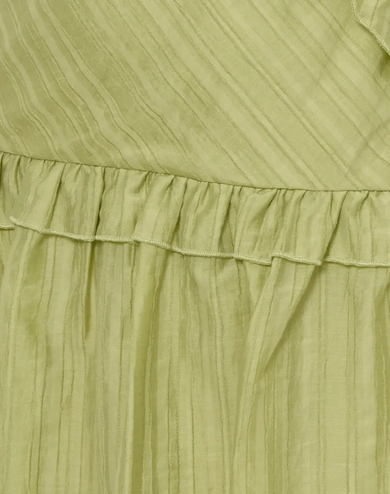 Lorena Mini Dress in Chiffon Stripe Green