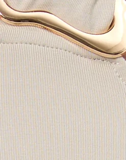 Lorie Halterneck Top in Cupro Oatmilk with Metal Ring