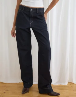 Low Rise Cinch Twisted Seam Jean in Indigo