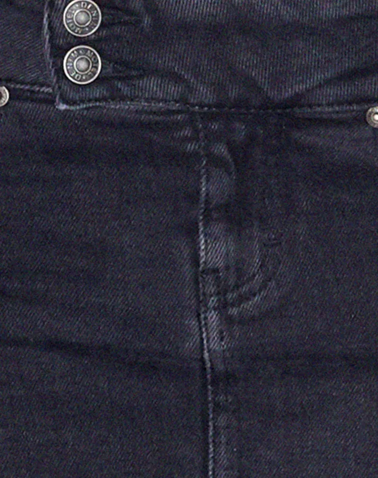 Low Rise Denim Mini Skirt Black Wash