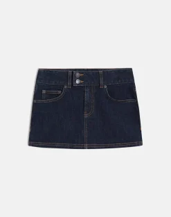 Low Rise Denim Mini Skirt in Indigo