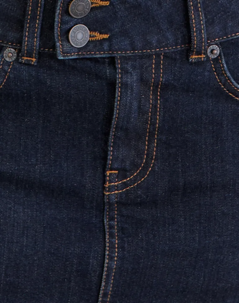 Low Rise Denim Mini Skirt in Indigo