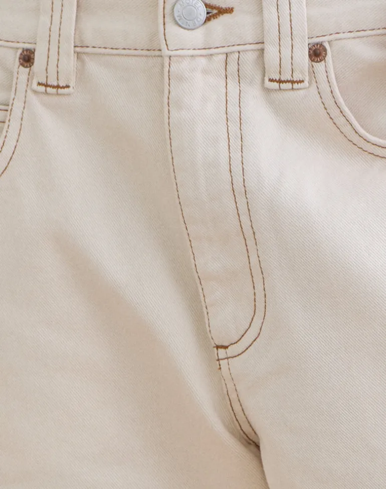 Low Rise Denim Skater Short in Off White