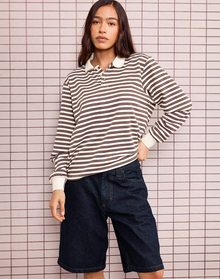 Low Rise Denim Skater Short in Indigo