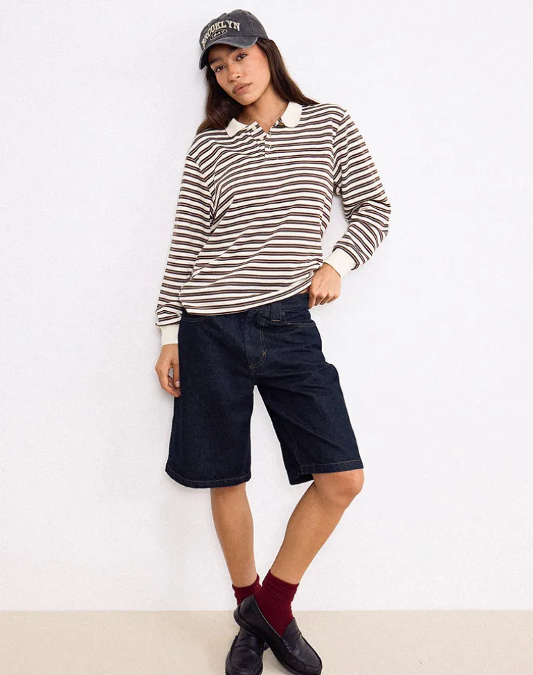 Low Rise Denim Skater Short in Indigo