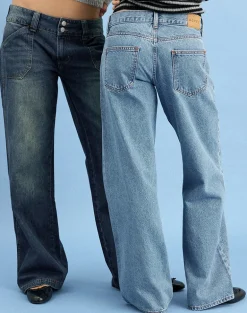 Low Rise Parallel Jeans in Blue Stone