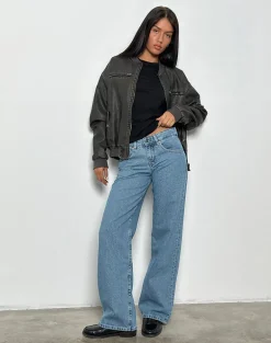 Low Rise Parallel Jeans in Blue Stone