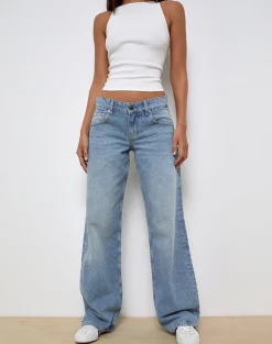 Low Rise Parallel Jeans In Bright Blue Used