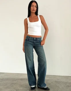 Low Rise Parallel Jeans in Bright Blue