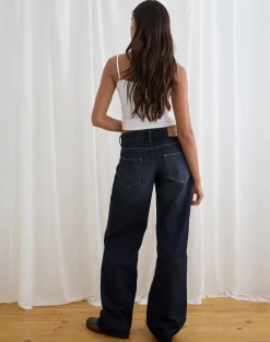 Low Rise Parallel Jeans in Dark Green Tint