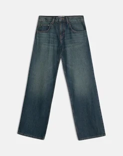 Low Rise Parallel Jeans in Dirty Green