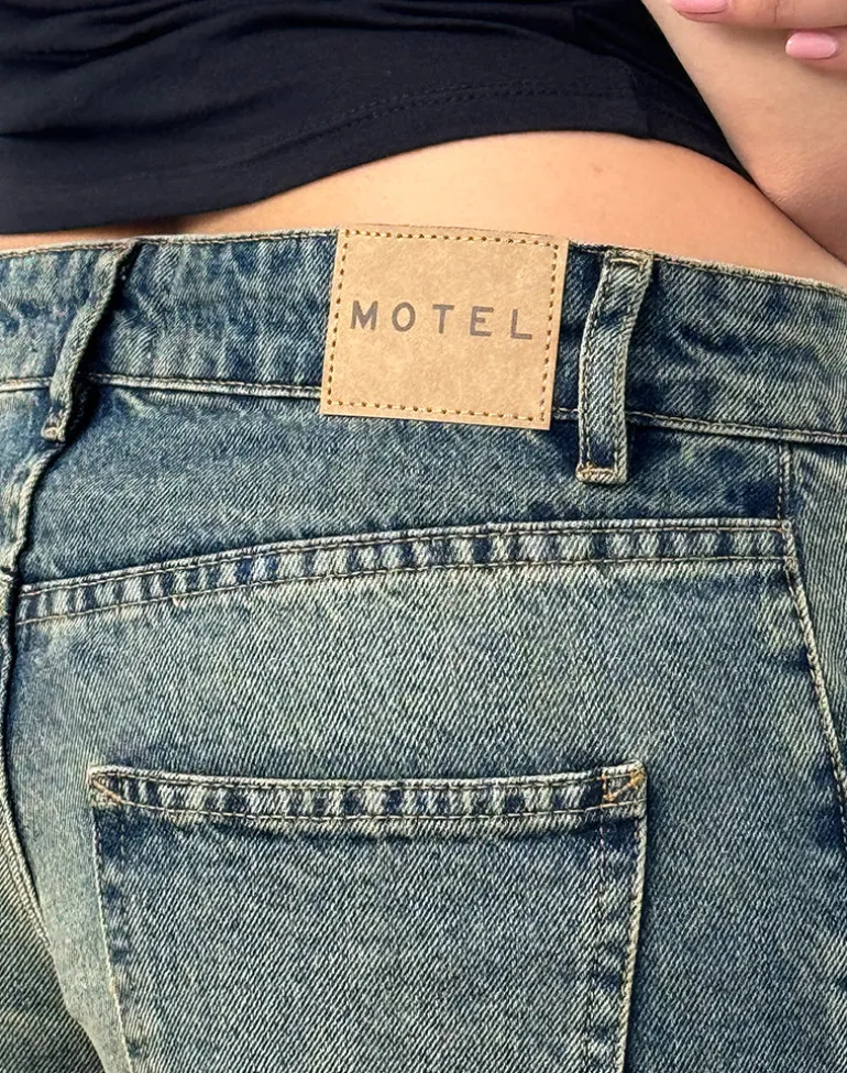 Low Rise Parallel Jeans in Extreme Blue Green