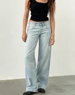 Low Rise Parallel Jeans In Extreme Light Wash Blue