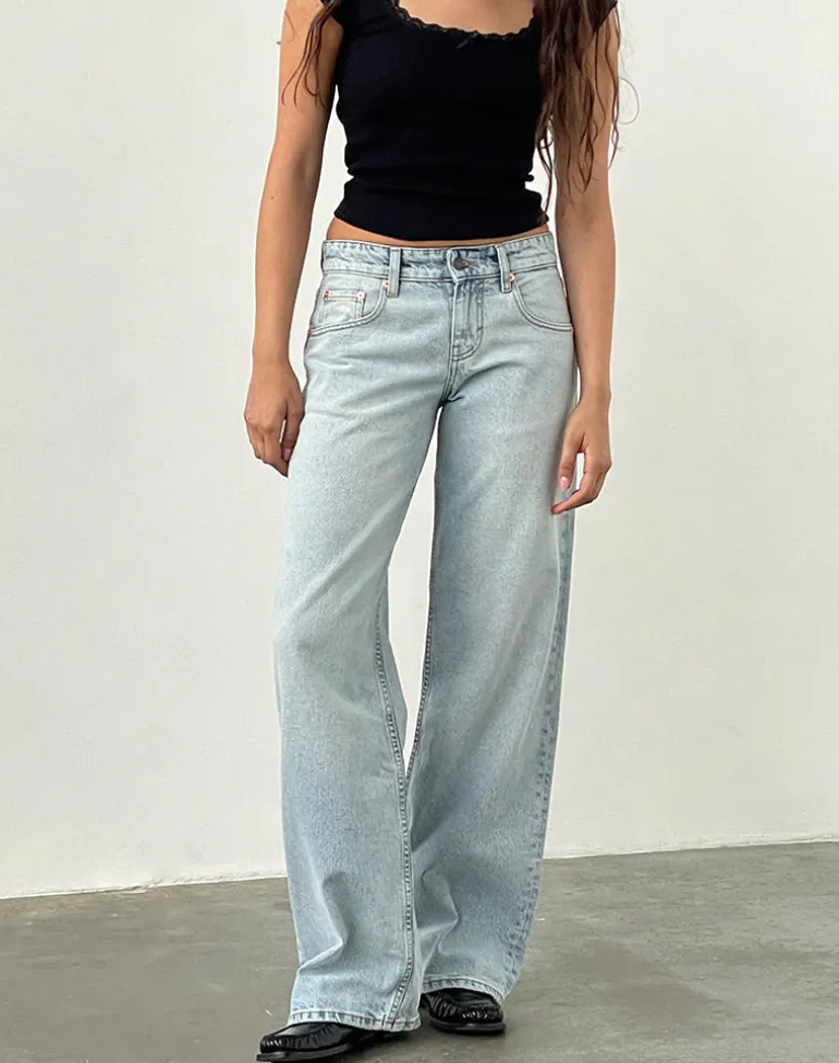 Low Rise Parallel Jeans In Extreme Light Wash Blue