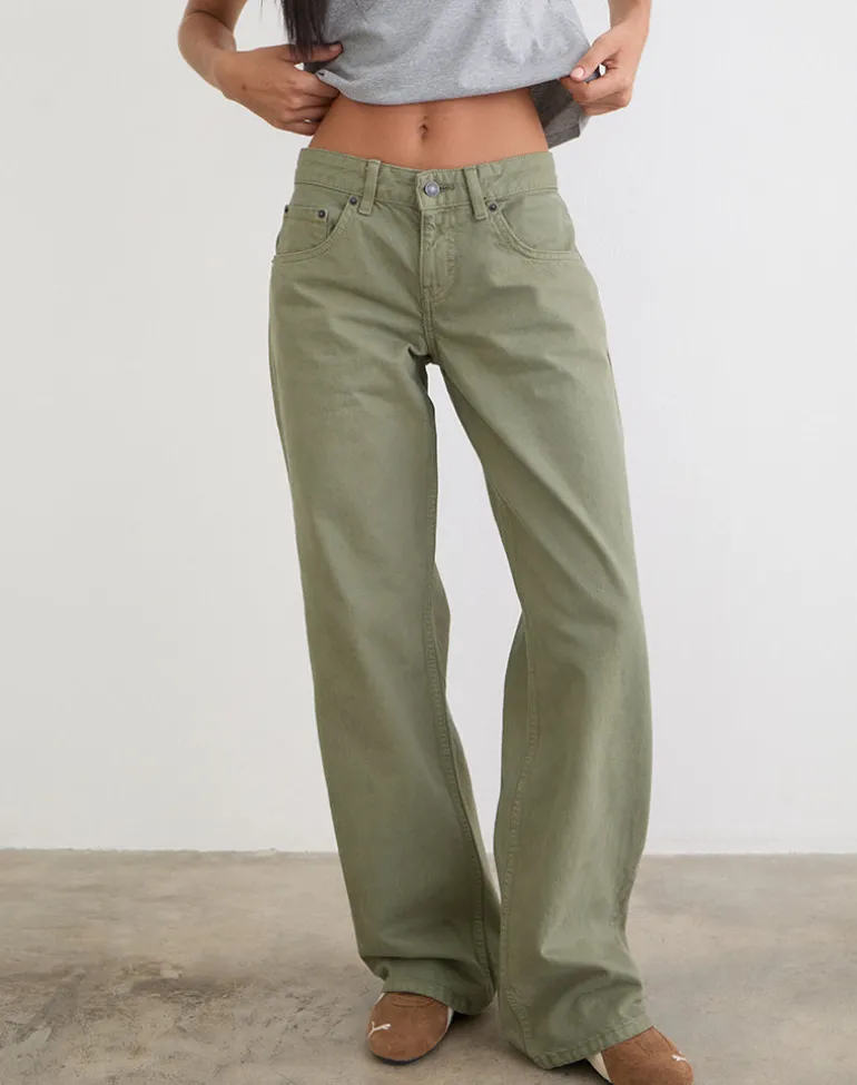 Low Rise Parallel Jeans in Fern Green