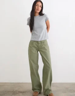 Low Rise Parallel Jeans in Fern Green