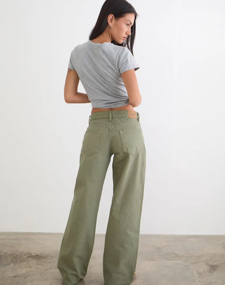 Low Rise Parallel Jeans in Fern Green