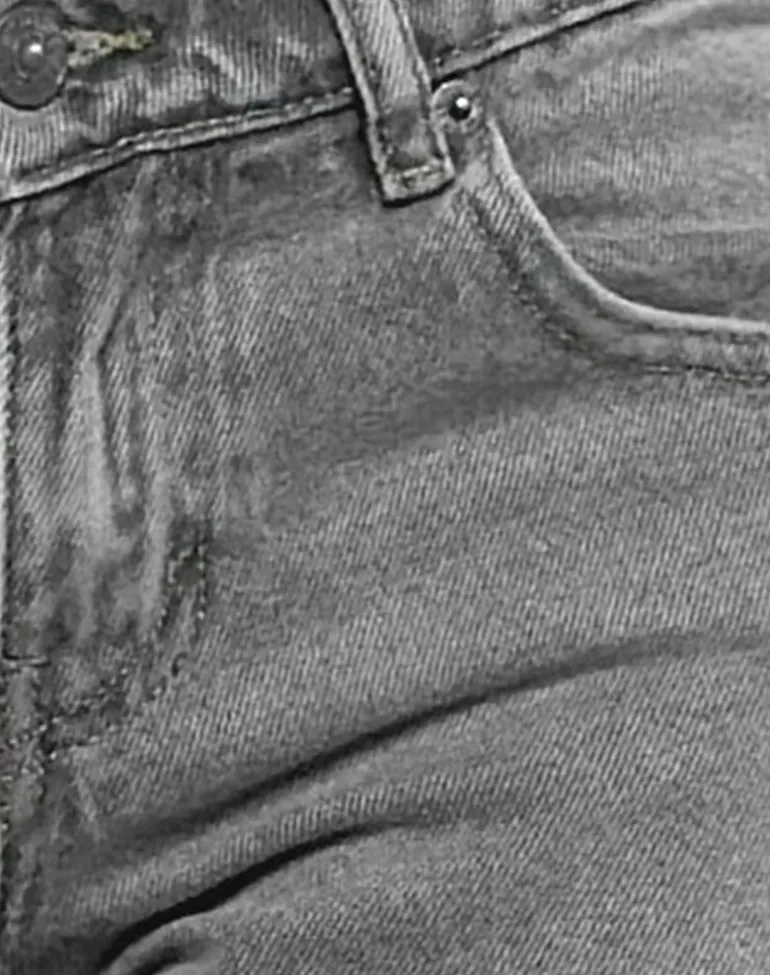 Low Rise Parallel Jeans in Grey Wash