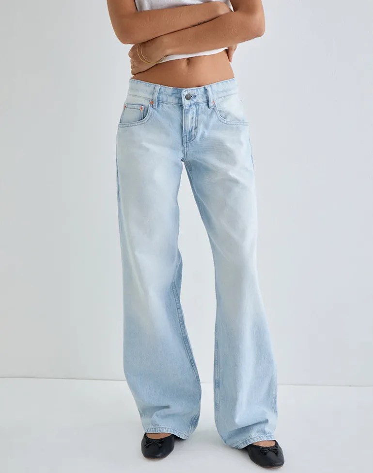 Low Rise Parallel Jeans in Icy Blue